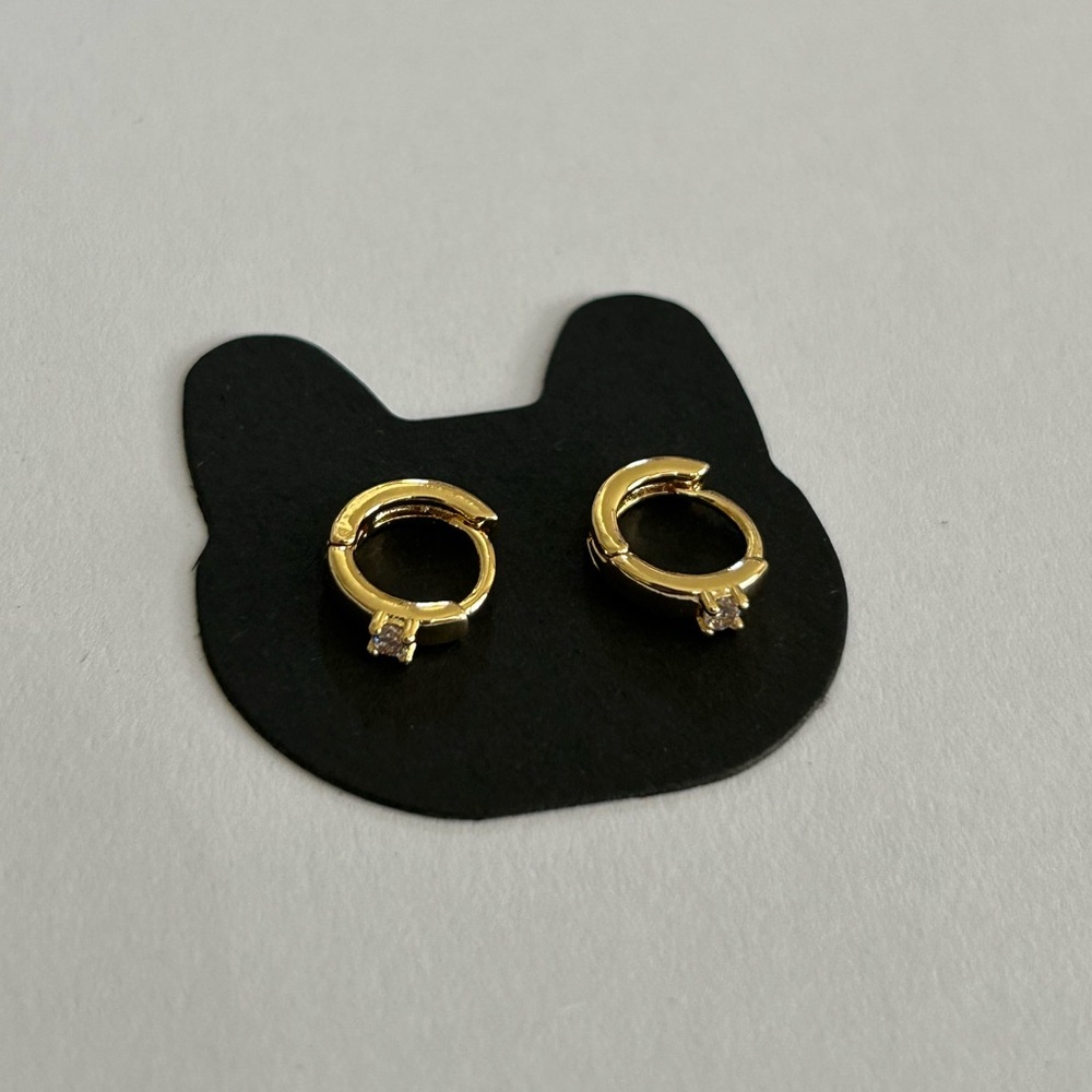 Gold Mini Hoop Earrings - Picture 2 of 3